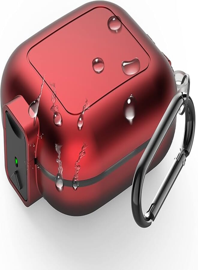 (with Secure Lock) IPX68 Waterproof Case for Samsung Galaxy Buds2 Pro Case (2022)/ Galaxy Buds Pro Case(2021)/ Galaxy Buds 2 Case (2021)/ Galaxy Buds Live Case(2020) Hard PC Shockproof Case-Red
